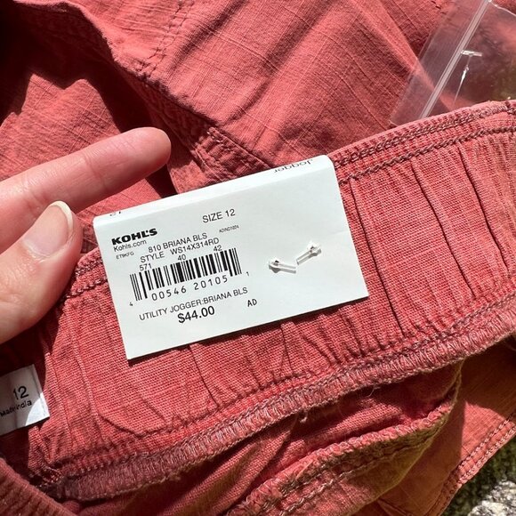 Sonoma Goods For Life Midrise Utility Jogger Pants Brianna Blush Size 12 - Picture 4 of 9